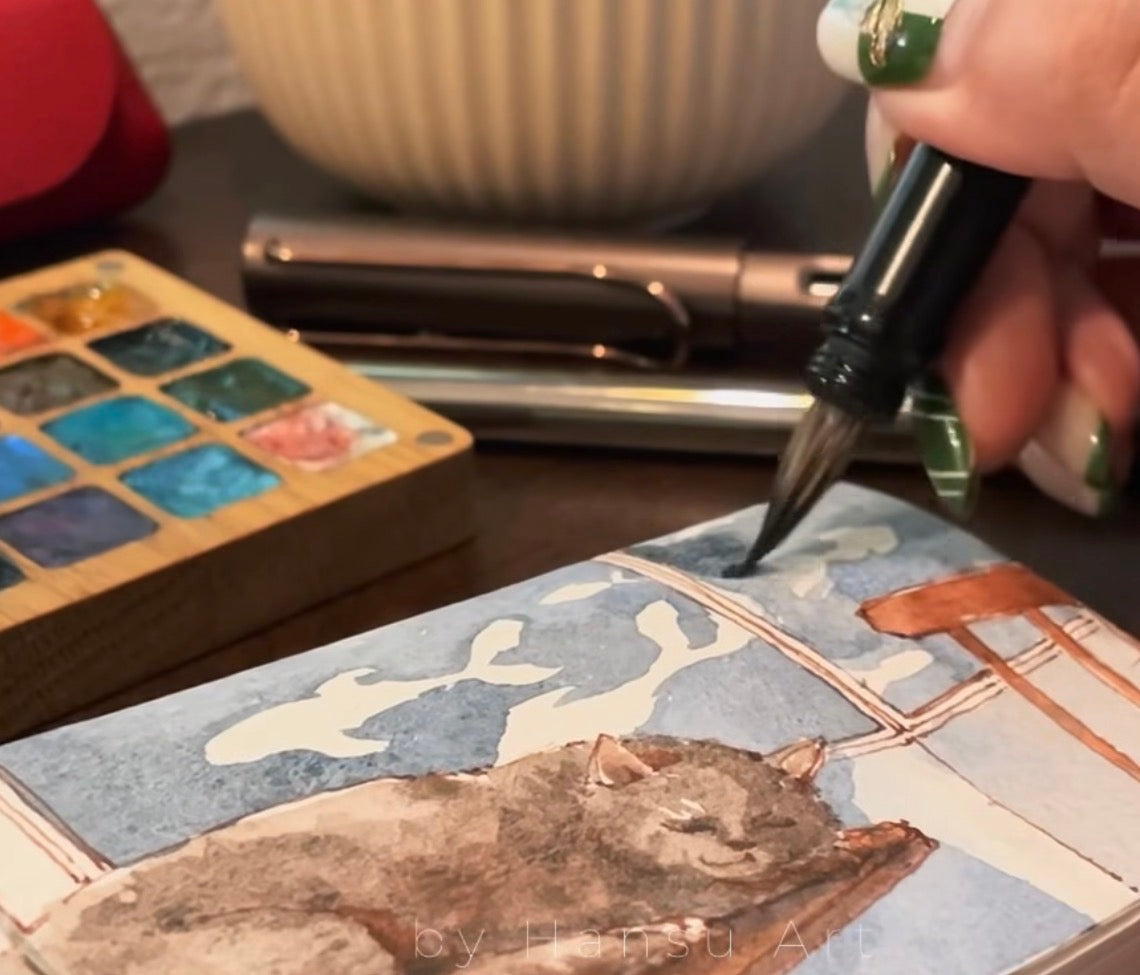 Painting at a Café with Lobeo Art Travel Brushes x Hansu Art