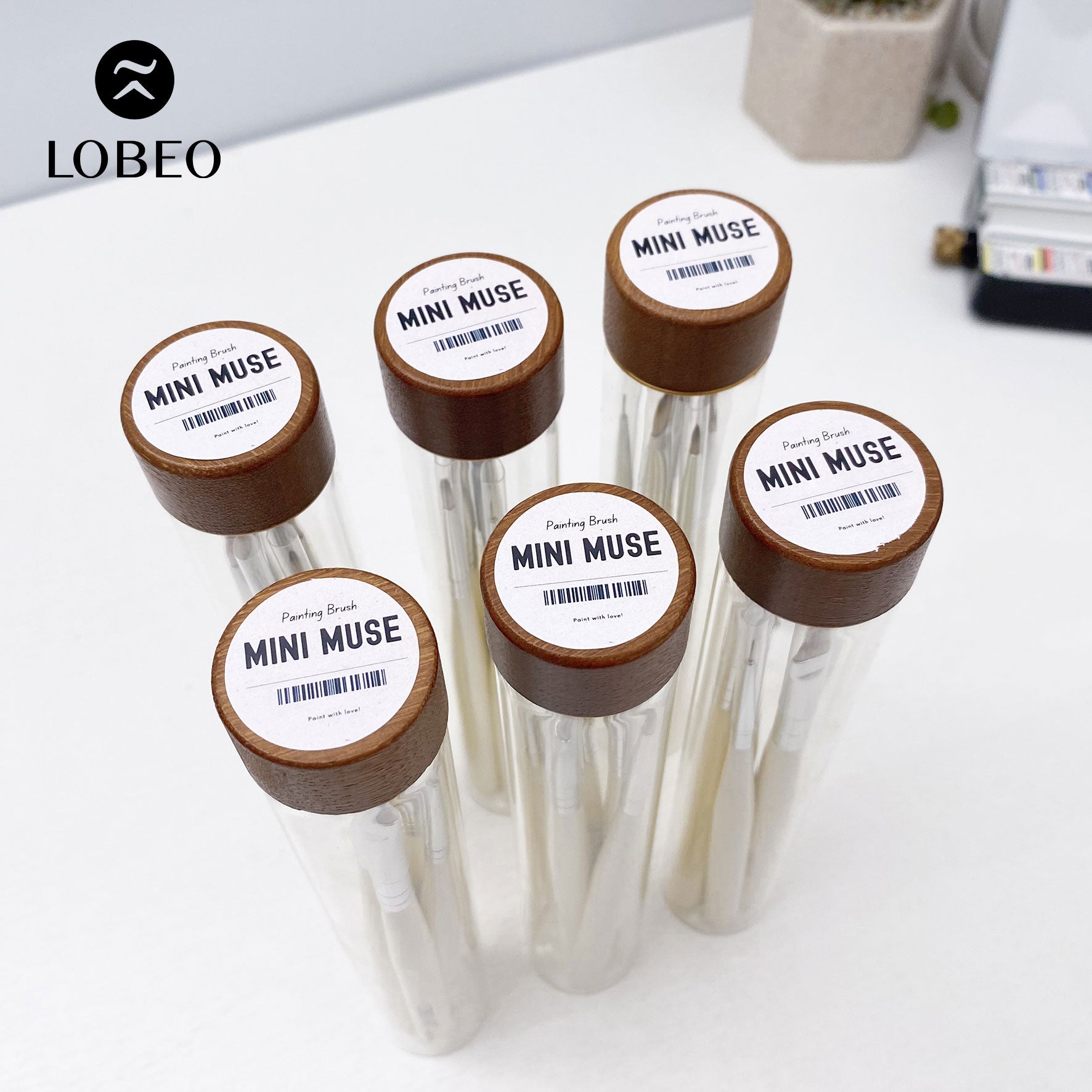Lobeo Mini Muse Brush Set (5 pcs) - Glass bottle