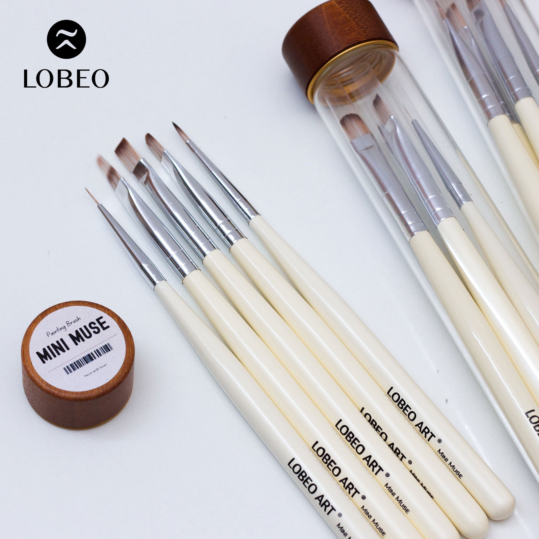 Lobeo Mini Muse Brush Set (5 pcs) - Glass bottle
