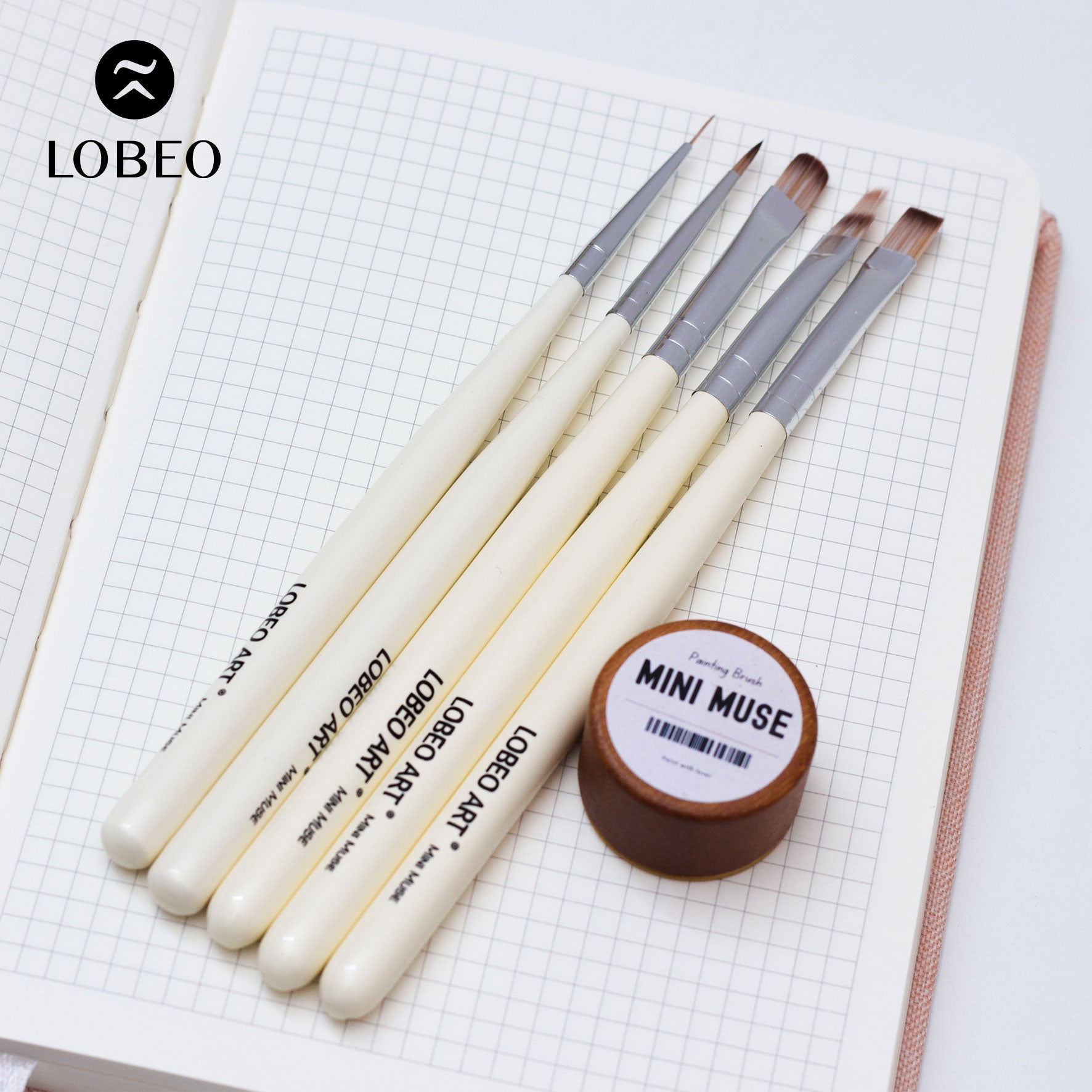 Lobeo Mini Muse Brush Set (5 pcs) - Glass bottle