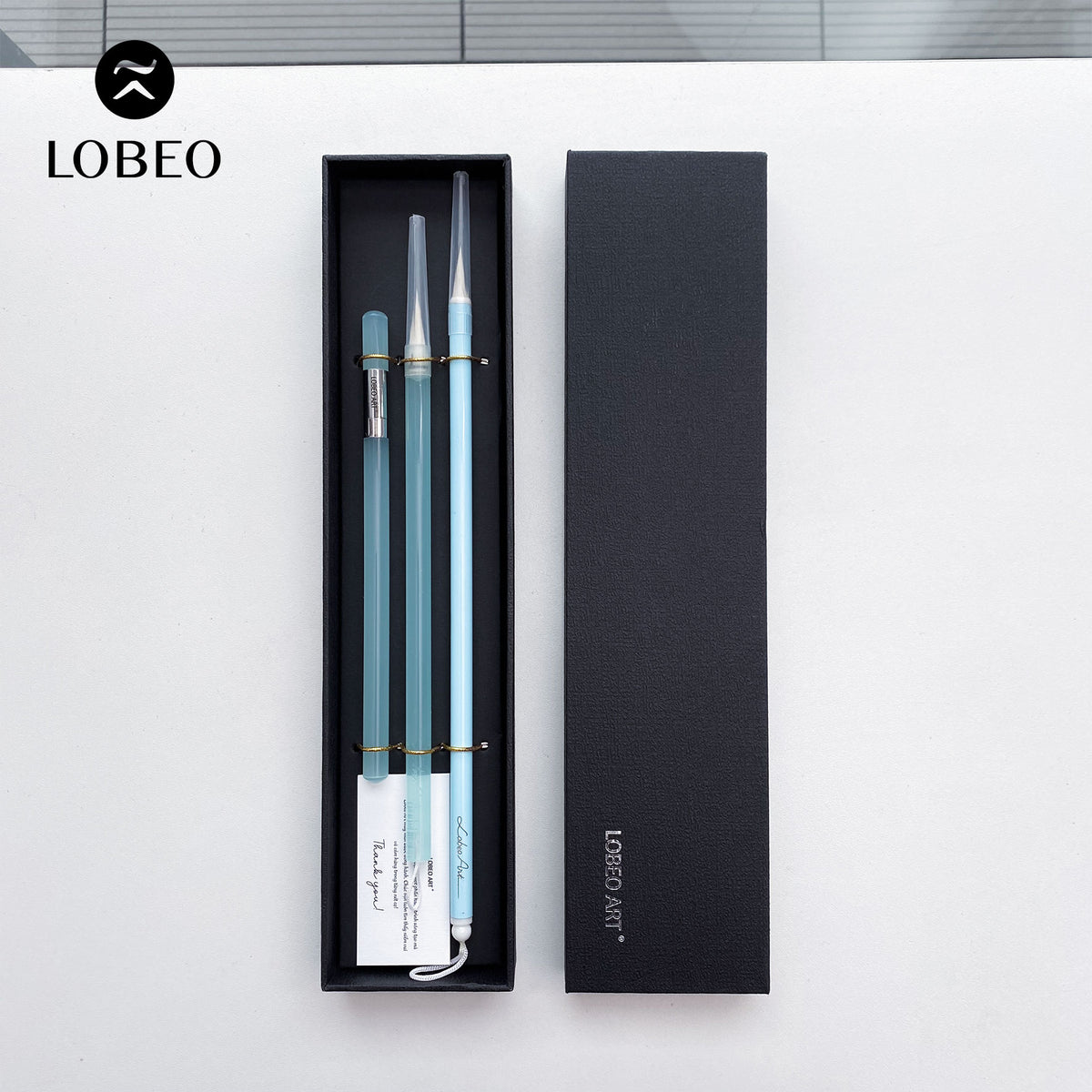 Bộ cọ Lobeo + chì kẻ 3 món - Bộ 3 màu xanh CB33