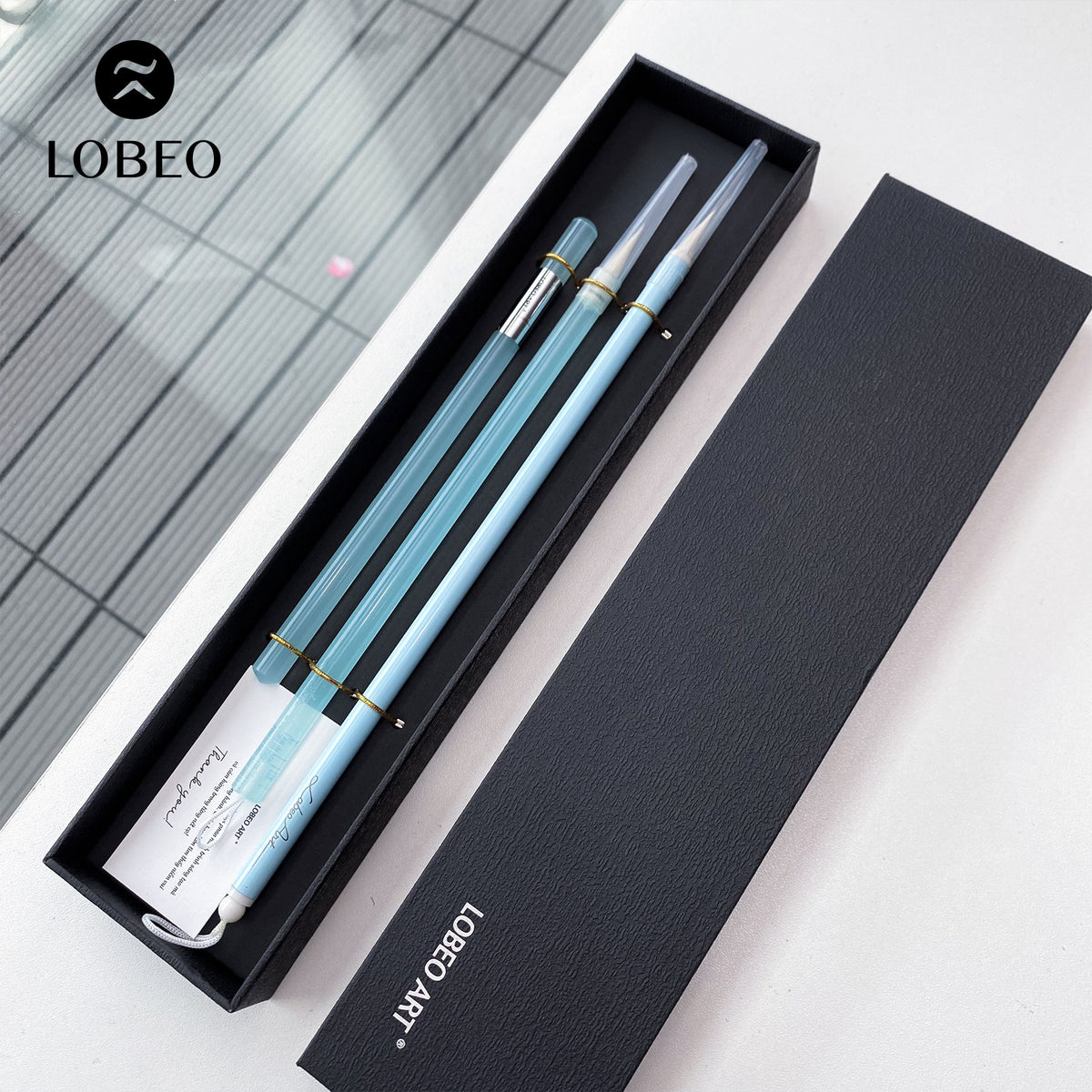 Bộ cọ Lobeo + chì kẻ 3 món - Bộ 3 màu xanh CB33