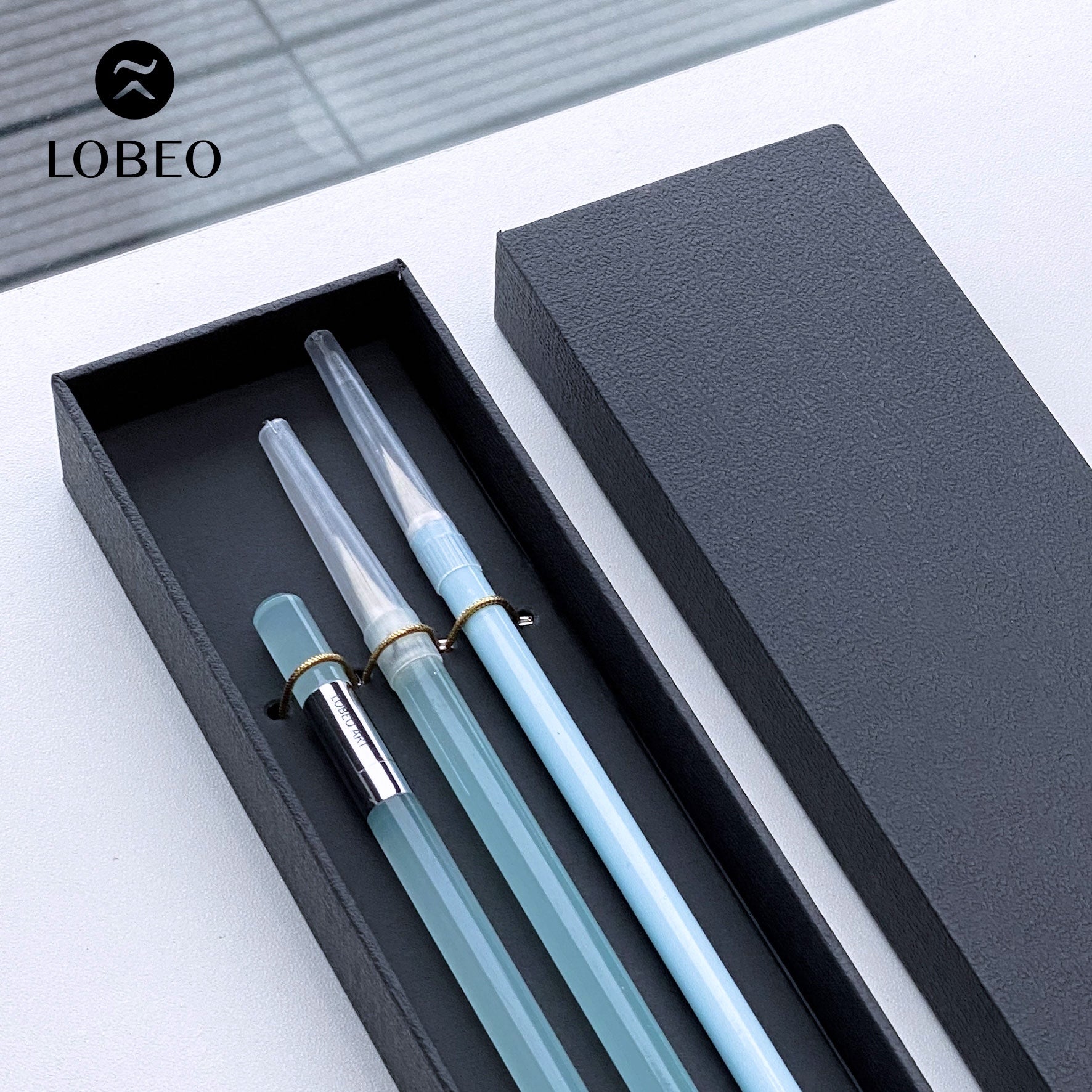 Bộ cọ Lobeo + chì kẻ 3 món - Bộ 3 màu xanh CB33