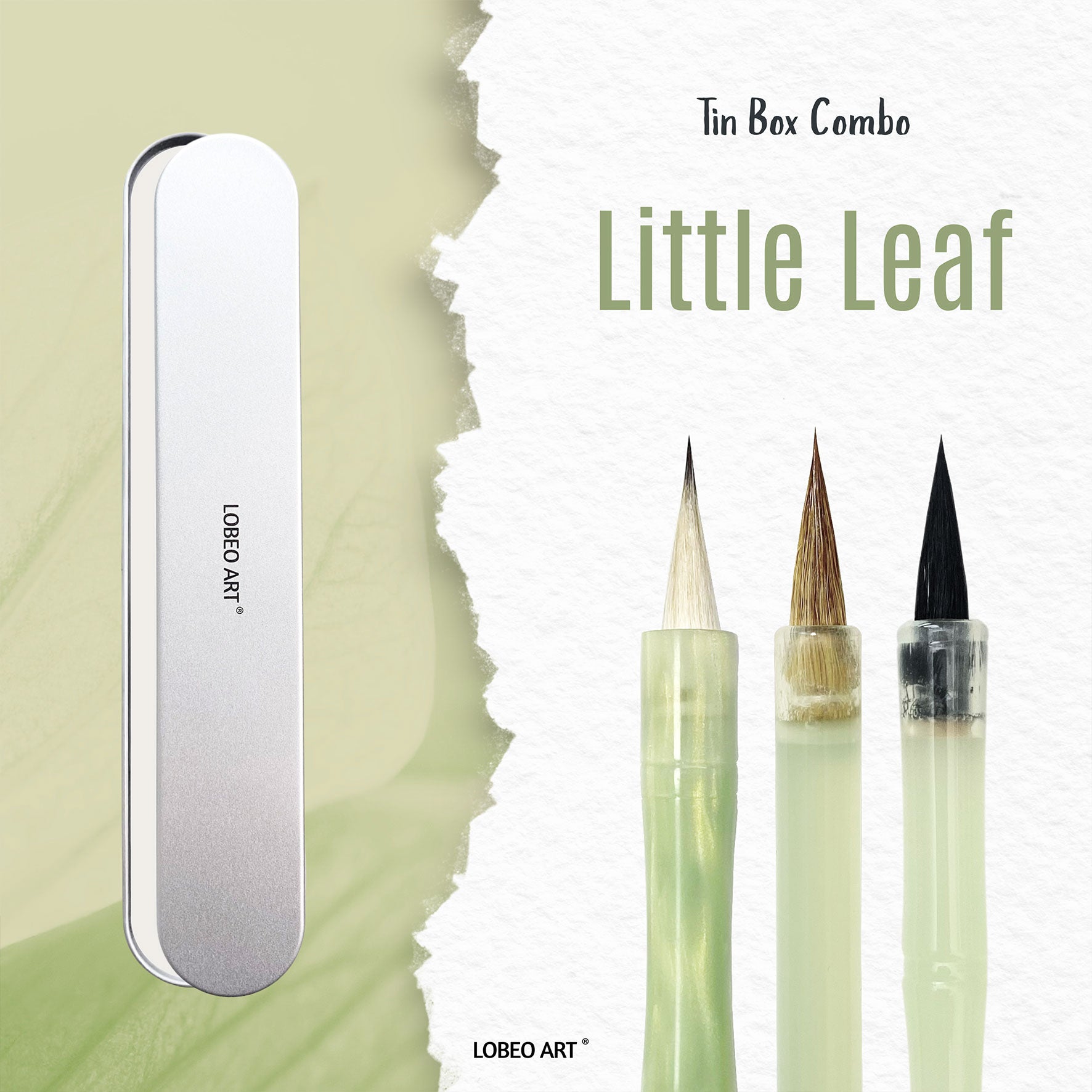 [Hộp thiếc] Combo 3 cọ Lobeo - Little Leaf CB37